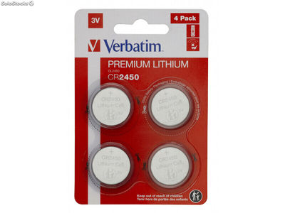 Verbatim Batterie Lithium, Knopfzelle, CR2450, 3V - Blister (4-Pack)
