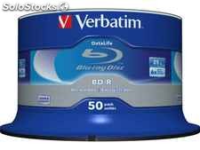 Verbatim BD-R 25GB/1-6x Cakebox (50 Disc) DataLife White Blue Surface 43838