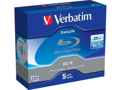Verbatim BD-R 25GB/1-6x Jewelcase (5 Disc) DataLife White Blue Surface