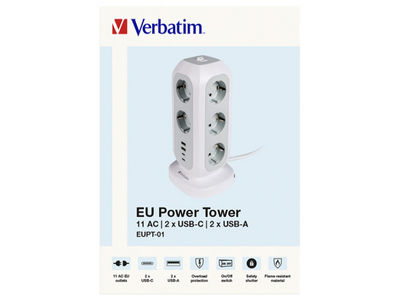 Verbatim eu Power Tower 11 ac with 2 x usb-c 2 usb-a 49547