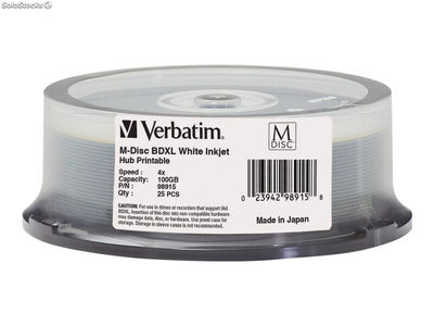 Verbatim m-disc bd-r xl 100GB/1-4x Cakebox (25 Disc) - Archivmedium