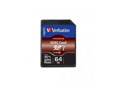 Verbatim sd Card 64GB sdxc Premium Class 10 retail 44024