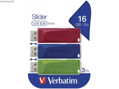 Verbatim Slider - usb-Stick -16 GB Blau - Grün - Rot 49326
