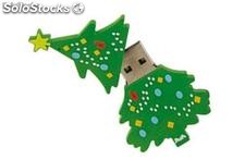 Verde el árbol de Navidad usb Flash Drive, dibujos animados forma una unidad usb