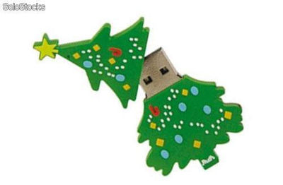 Verde el árbol de Navidad usb Flash Drive, dibujos animados forma una unidad usb