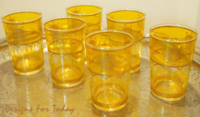 Verre à thé touareg 100% marocain h:9.5CM d:6CM / pack de 6 verres / jaune