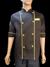 veste cuisine en noire et jaune