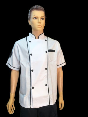 veste de cuisine à manches courtes ,chemise unisexe en blanc et noire