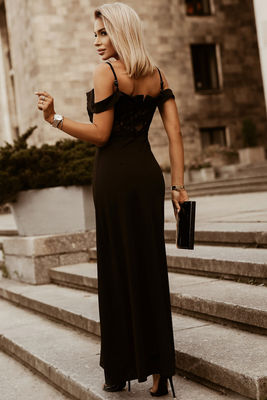 Vestido largo de encaje negro - Foto 2