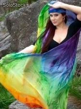 Véu de seda para dança do ventre - arco-íris