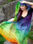 Véu de seda para dança do ventre - arco-íris - 1
