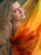 Véu de seda para dança do ventre - arco-íris - Foto 2
