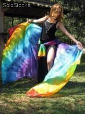 Véu de seda para dança do ventre - arco-íris - Foto 3