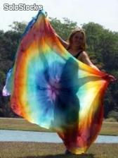 Véu de seda para dança do ventre - arco-íris - Foto 4