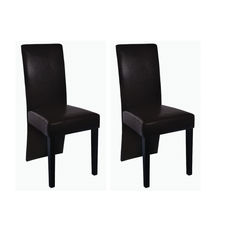vidaXL Cadeiras de jantar 2 pcs couro artificial castanho escuro
