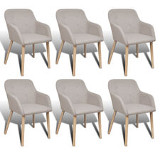 vidaXL Cadeiras de jantar com estrutura carvalho 6 pcs tecido bege