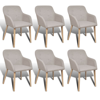 vidaXL Cadeiras de jantar com estrutura carvalho 6 pcs tecido bege