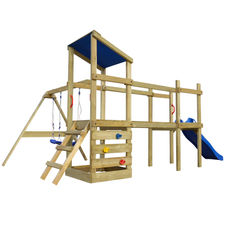 vidaXL Casa brincar + escada escorrega baloiços 463x275x235cm madeira