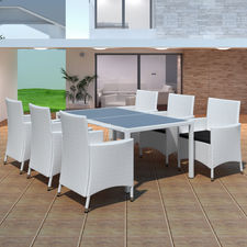 vidaXL Conjunto de jardim com 6 cadeiras + 1 mesa de vime branco