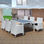 vidaXL Conjunto de jardim com 6 cadeiras + 1 mesa de vime branco - 1
