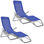 vidaXL Espreguiçadeiras c/ estrutura baloiço 2 pcs textilene azul - 1