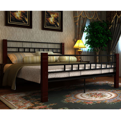 vidaXL Estrutura de cama de metal 140 x 200 cm com pernas de madeira