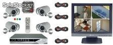 Videoüberwachungstechnik eco. - 4x Power-IR- Innen/Außen- Überwachungskameras + USB/VGA*-Rekorder