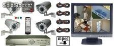 Videoüberwachungstechnik eco. - 4x Vario-Power- IR-Innen/Außen- Überwachungskameras + AVC Web-Server-Rekorder