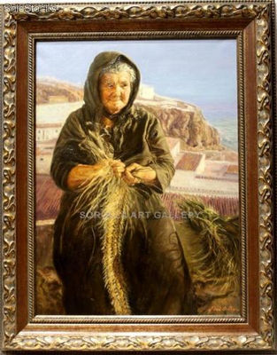 Vieja malagueña | Pinturas de figuras de mujer en óleo sobre lienzo