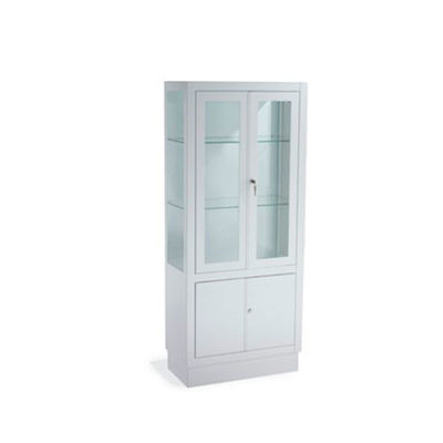 Vitrina armario de acero pintado en blanco con puertas de cristal con cerradura
