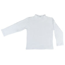VKA30 Camiseta para niñas cuello alto manga larga y felpa en el interior Blanco