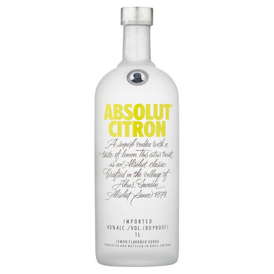 Vodka Absolut Citron 1,00 Litro 40º (R) 1.00 L.