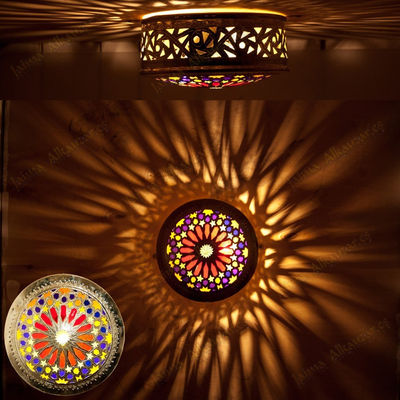 Wand oder deckenleuchte - messing durchbohrt mosaik arabisch - harz-farben
