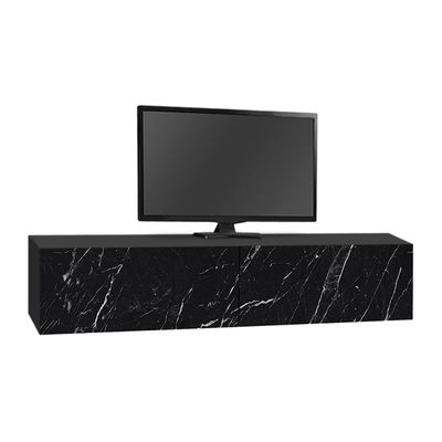 Wand-tv-Ständer stefano mit led Schwarz Marmor-Effekt 135x316x25cm