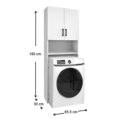 Waschmaschinenschrank FIX Weiß 65,5x30x180cm - Foto 4