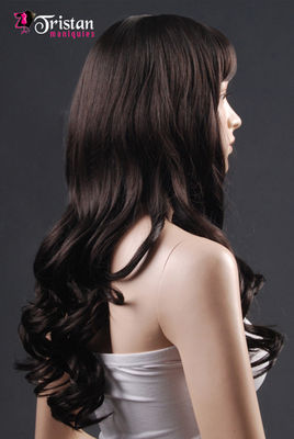 Wavy long brown wig with bangs - Foto 3