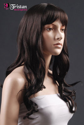 Wavy long brown wig with bangs - Foto 4