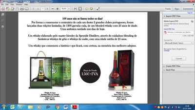 Whisky de 25 anos SLB dos 100 anos comemorativos do Benfica e também do Sporting