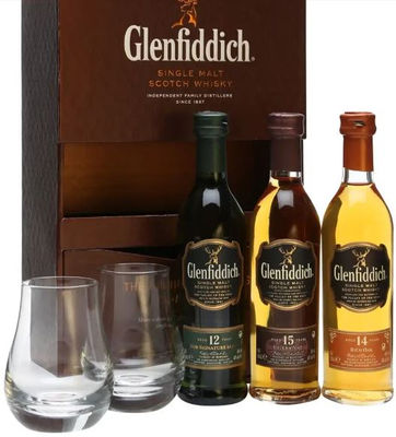 Whisky écossais Glenfiddich original Tous les 12, 15 et 18 ans