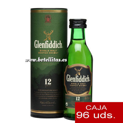 Whisky Glenfiddich 12 años c/Tubo, 5CL . Caja de 96 uds