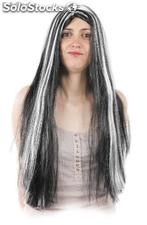 Wig with long mane with white hair stands
