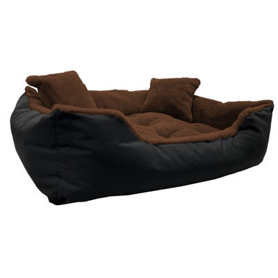 Włochate legowisko kanapa sztuczne futro RABBIT 100x75cm +2 poduszki brązowy