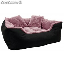 Włochate legowisko kanapa sztuczne futro RABBIT 100x75cm +2 poduszki różowe