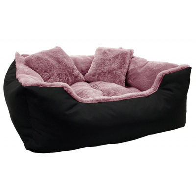 Włochate legowisko kanapa sztuczne futro RABBIT 115x95cm +2 poduszki różowe - Zdjęcie 2