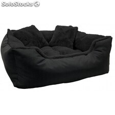 Włochate legowisko kanapa sztuczne futro RABBIT 130x105cm +2 poduszki czarne