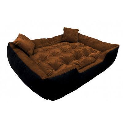 Włochate pluszowe legowisko kanapa 45x35cm +2 poduszki kolor brązowy