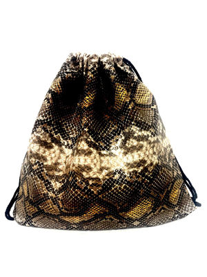 Worek / plecak na zakupy: czarno - beżowo - brązowy, imitacja skóry węża