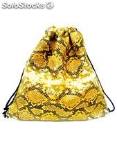 Worek / plecak na zakupy: złoto - żółty, imitacja skóry węża