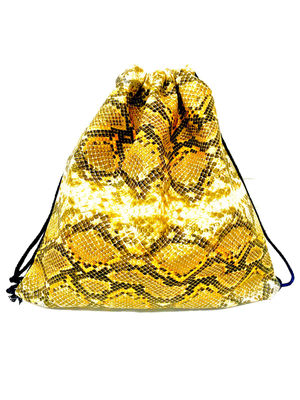 Worek / plecak na zakupy: złoto - żółty, imitacja skóry węża