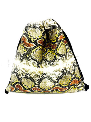 Worek / plecak na zakupy: żółto - beżowo - brązowy, imitacja skóry węża